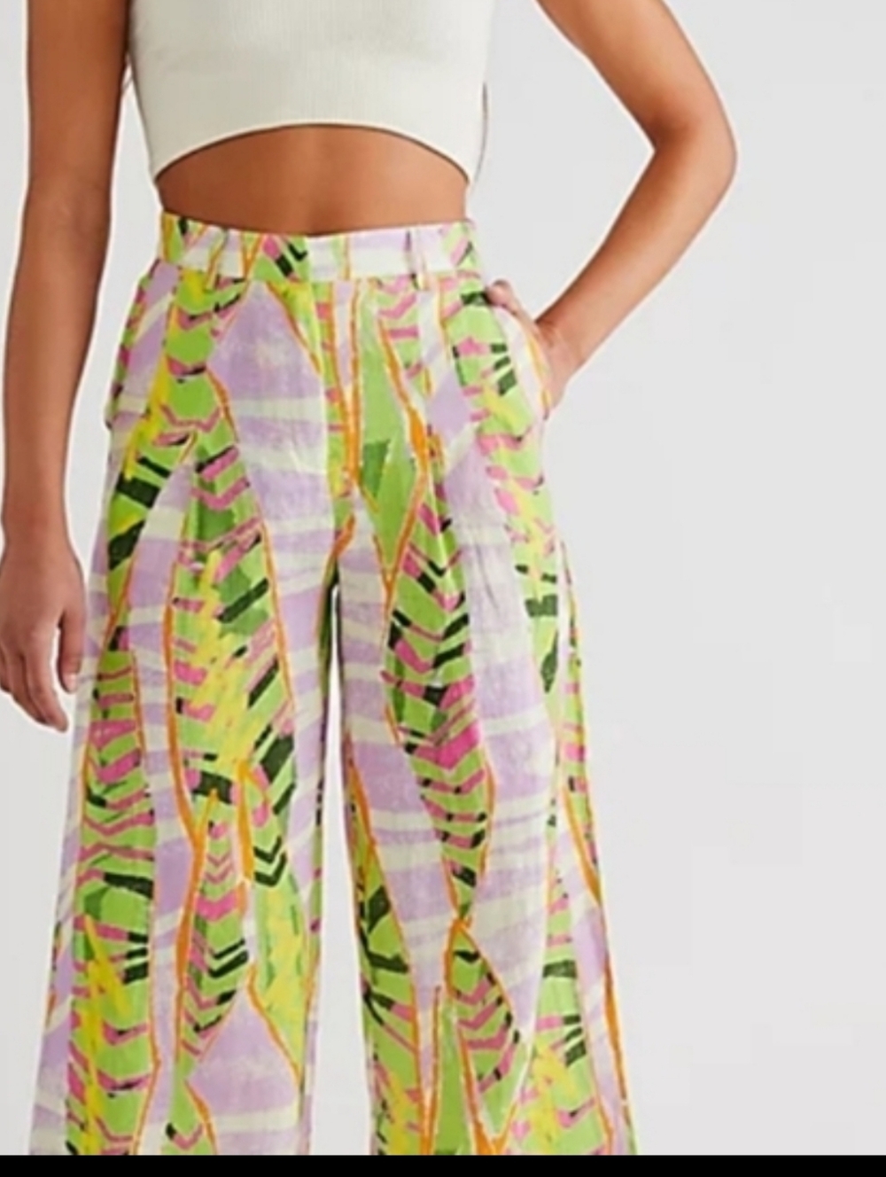 Free People NWT 100% LINEN Jessy Trousers Wide Leg Colin LoCascio Pants Large